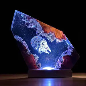 Artisan Space Exploration Diorama - Handmade Resin Spacecraft Ornament Celebrating Moon Return - Perfect Galaxy Decor & Science Gift for Him