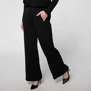 MarlaWynne WynneLayers Cloud Knit Pin Tuck Front Wide Leg Pant