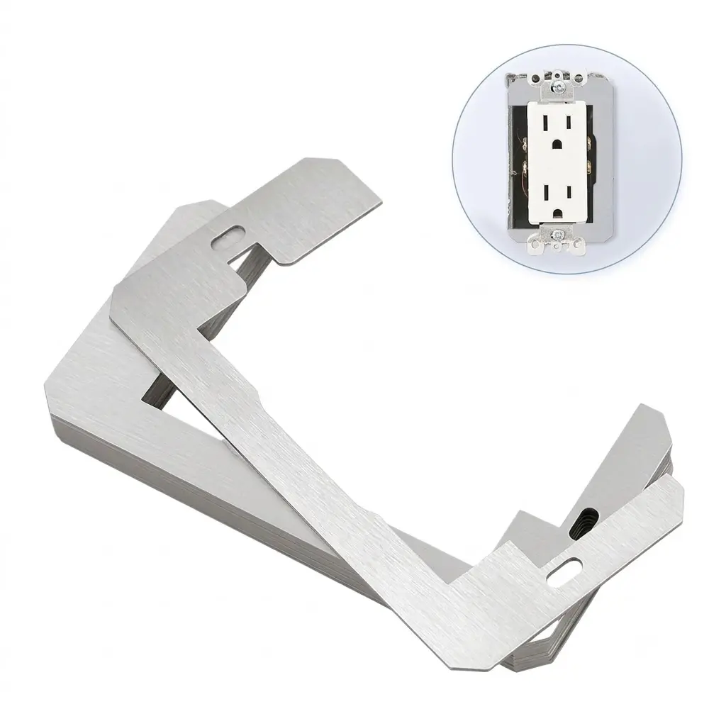 5 or 10 or 20 Pcs Wall Plate Spacer, Metal Flush Fit Device Leveling Plates Receptacle Spacers Shims Leveler for Fixing Walls Electrical Outlet Electrical Boxes