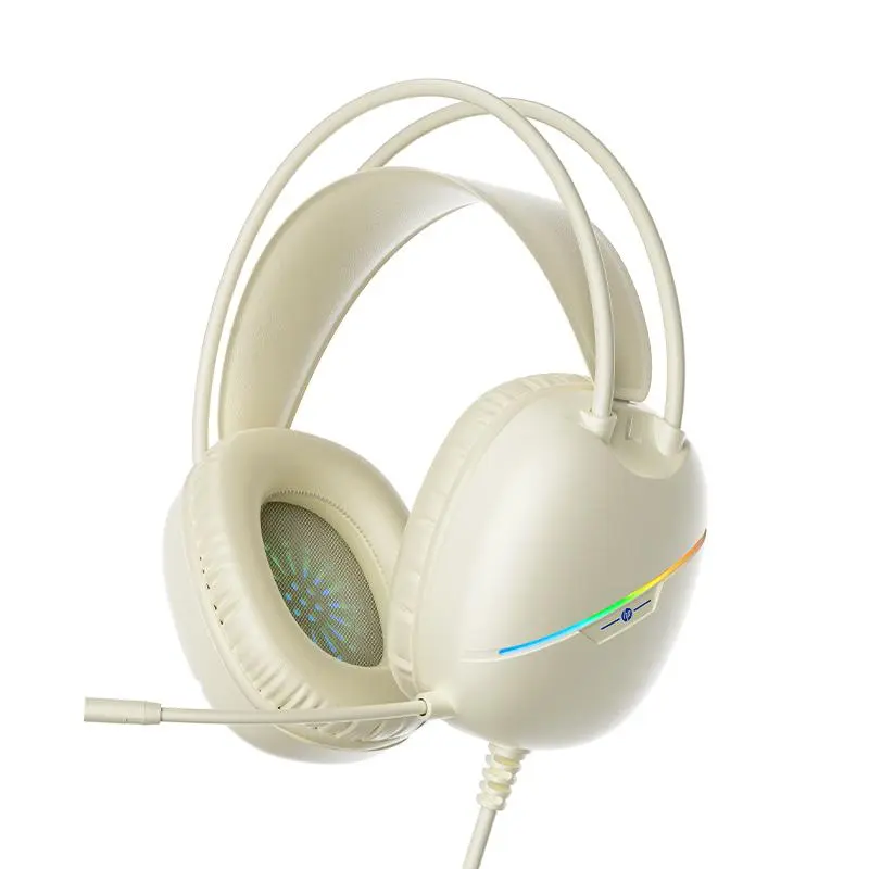 HP Wired Headset, Fashion Wired Headset with Microphone, Static RGB Lighting Effect Headset for Business Office, Gaming, Casual AV, Audio