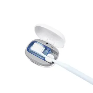 White Sterilized Toothbrush case，food-grade material，anti-mold and waterproof，smart sensor＋storage，Effective UV Sanitizer for Oral Health Protection, Simple Elegant Design