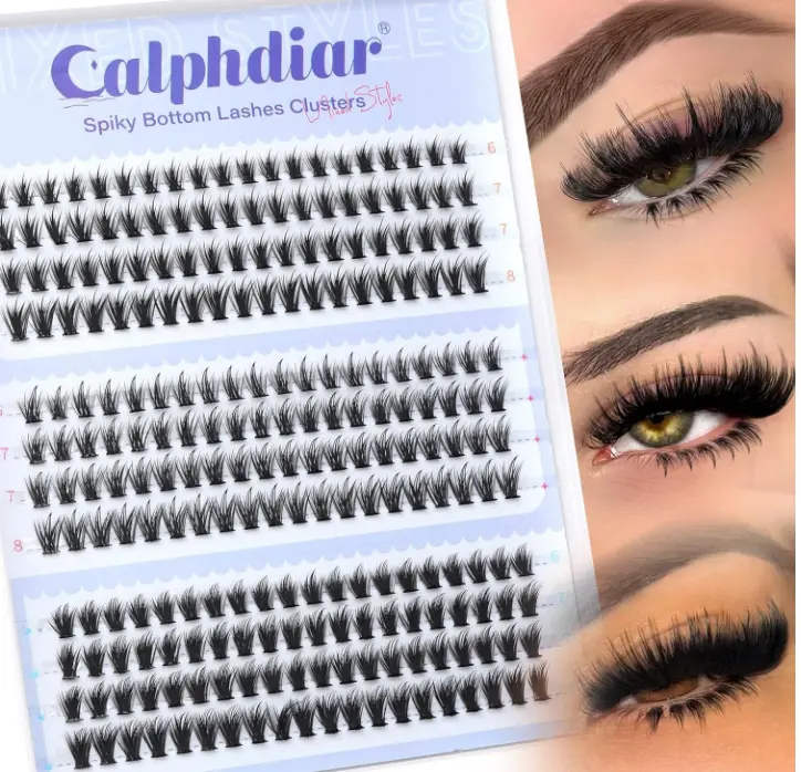 Spiky Bottom Lashes Individual Thick Volume Bottom Lash Clusters Manga Lower Eyelash Extensions 6-8MM Wispy Bottom Cluster Lashes 240pcs DIY Bottom Lash Extension at Home by calphdiar