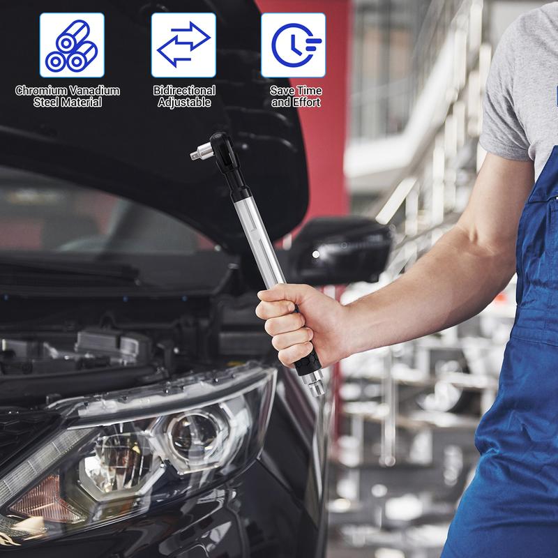 Dazone 1/2" Offset Extension Wrench Impact for Electric Drill with 3/8" & 1/4" Adapters set, Impact Ratchet Extender for Tight Spaces