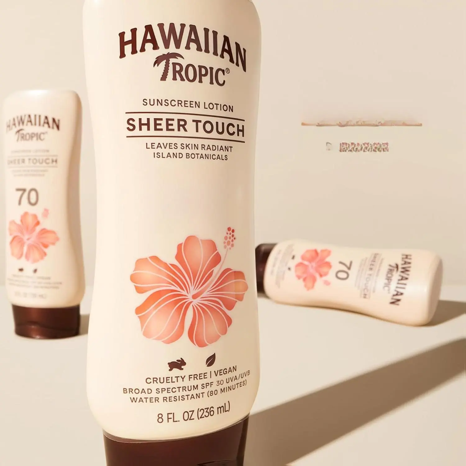 Sheer Touch Lotion Sunscreen SPF 70, 8oz | Broad Spectrum, Oxybenzone-Free, Sunblock Lotion, Hawaiian Tropic Sunscreen SPF 70, 8oz