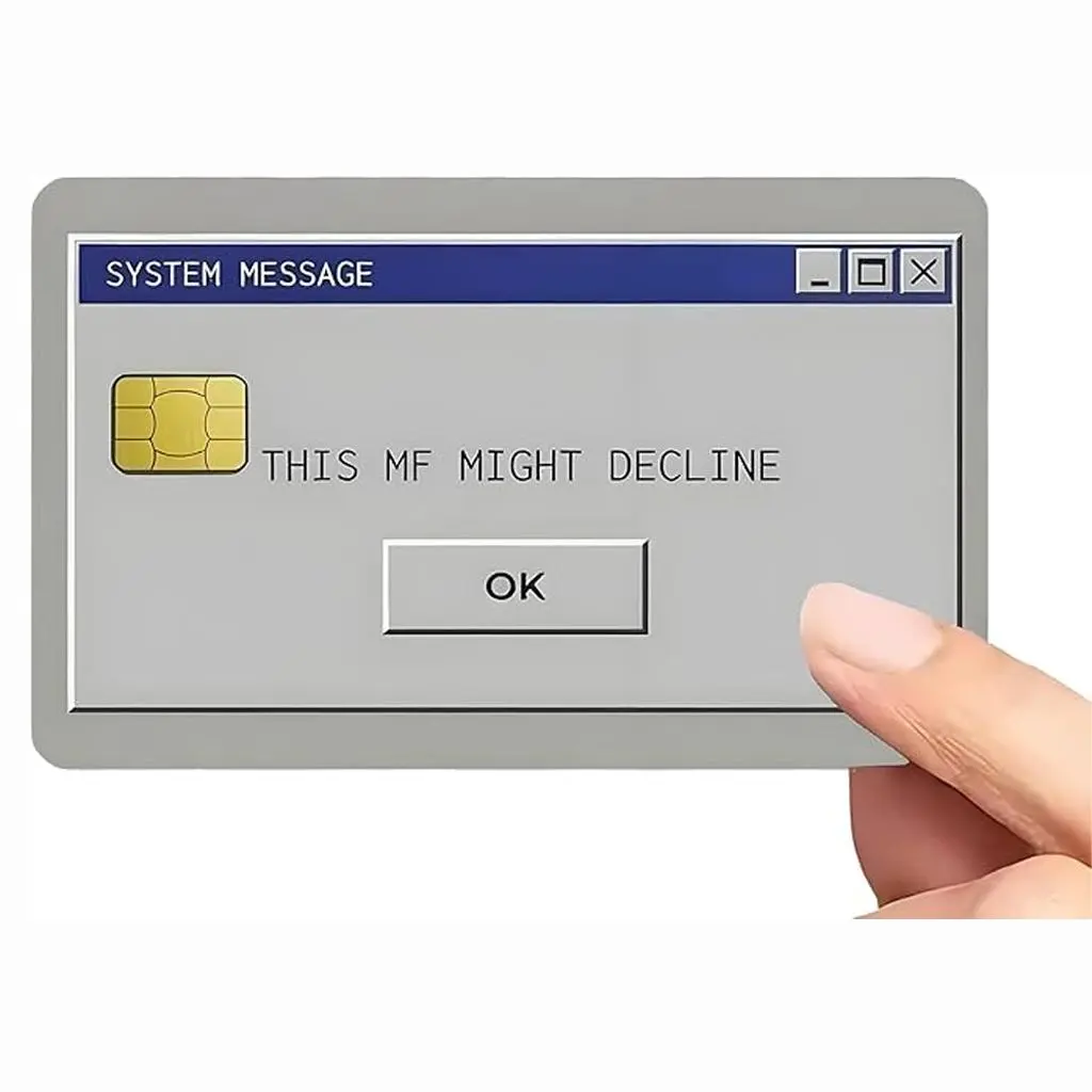 Funny System Message Credit Card Skin Sticker, Y2K Error Window Debit Card Skin, Retro Computer Meme Vinyl Card Wrap, Premium Wallet Card Cover