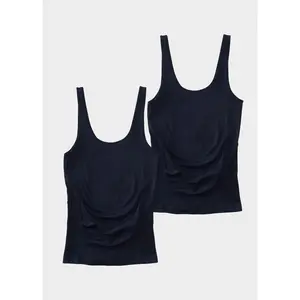 Seamless Belly Support Maternity Tank Top 2-Pack Black