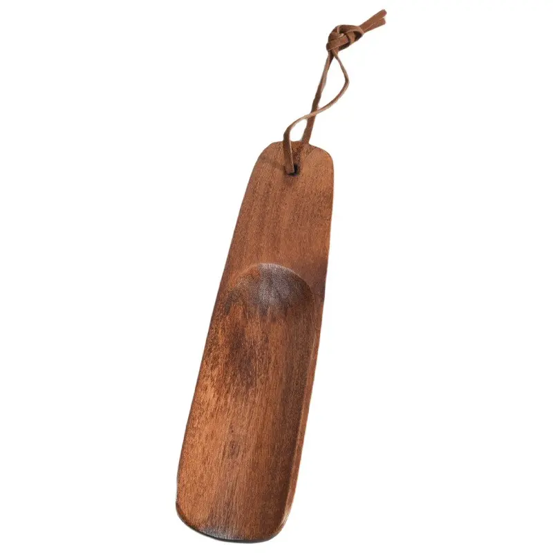 Walnut Color Real Wood Shoe Horn Long Handle, Wooden Shoe Lifter, Easy-To-Use Shoe Helper, Durable Shoe Puller