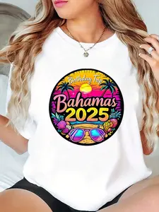 Bahamas Birthday Trip 2025 Vacation Party Crew Cruise T-Shirt - Graphic Tees Festival Outfits For Women, Tops For Summer, Top De Mujer Women Summer Clothes Womenswear Everyday