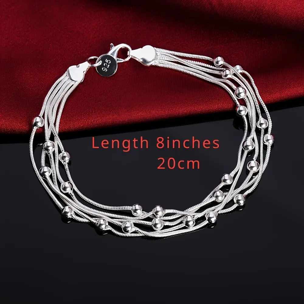 Simple Silver Bracelet, Allergy-Proof Jewelry for a Minimalist Look and Easy Style, Party-Ready with Elegance - 8in/20cm, Minimalist Look, Easy Style, Silver Bracelet, Easy Match