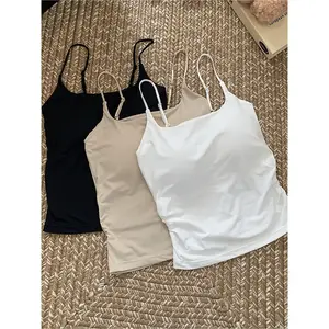 SERACAL 3-Pack Built-In Bra Bandeau Tops | Sexy Thin Strap Cami with Padding | Strapless-Convertible Push Up Bustier