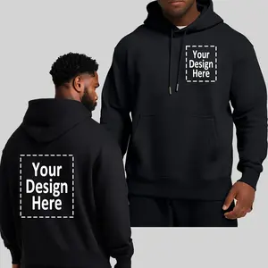 Men's 3-Color Custom Hoodie, Front & Back Print Pullover Hoodie, Personalized Black/Navy/Charcoal Hoodie, Customizable Heavyweight Hooded Sweatshirt