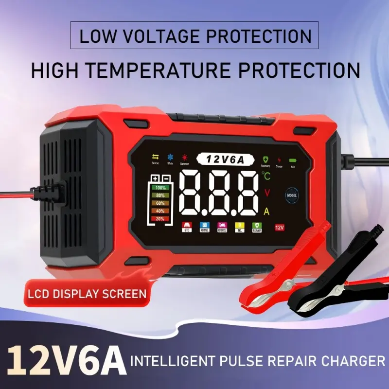 2026 New Model Smart Battery Fast Charger 12V/24V, Maintainer & Trickle Charger for LiFePO4, Lead Acid Batteries for Motorcycle Car Truck Lawnmower Boat, automatically stops when fully charged, Automotive