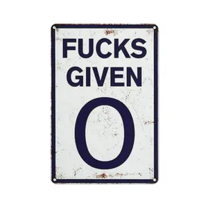 Funny Garage 0 Fucks Given 12 x 8 Inches Vintage Metal Tin Signs Parody Speed Limit Accessories Funny Office