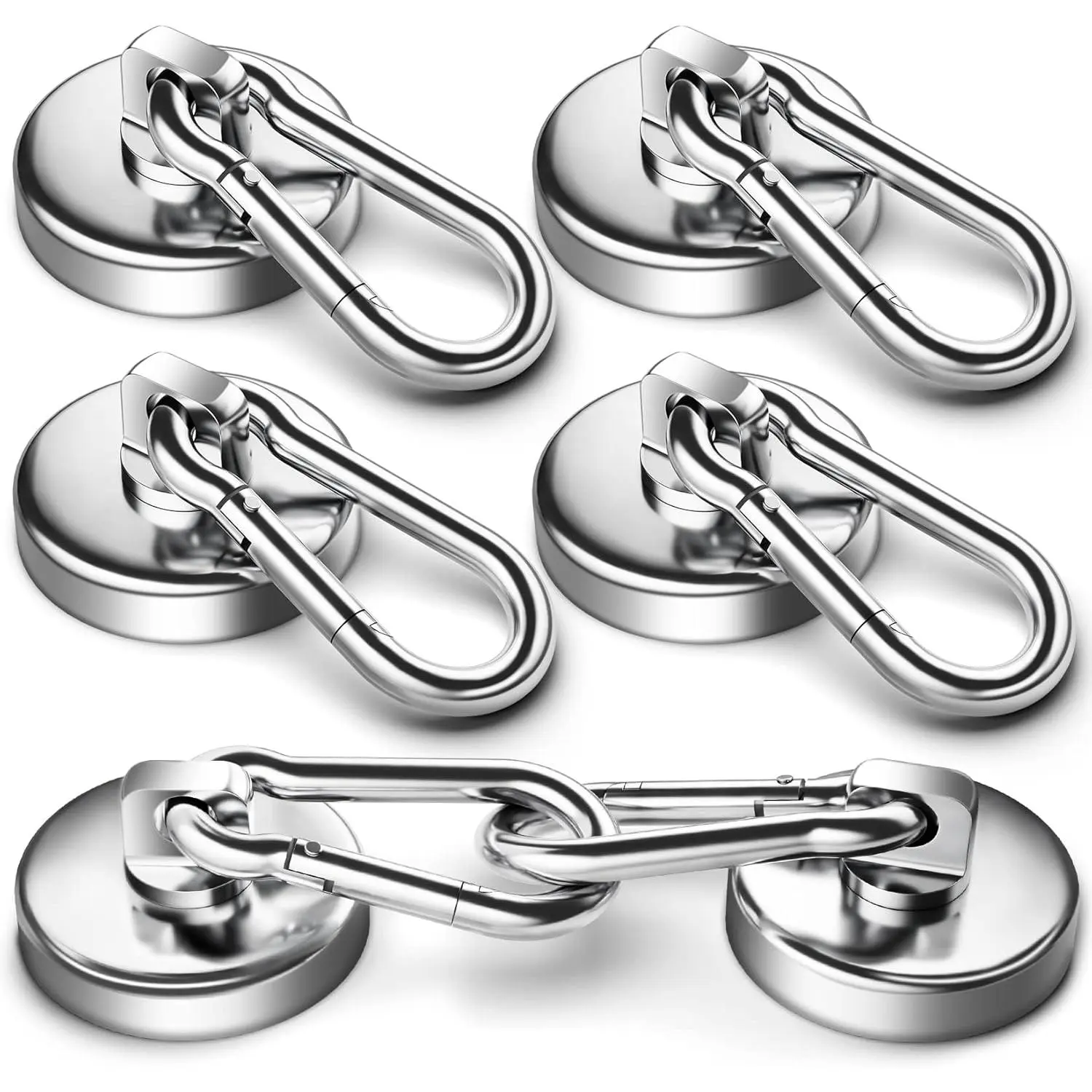Magnetic Hooks Heavy Duty, 111Lbs Strong Magnetic Hooks with Swivel Carabiner for Cruise Cabins, Neodymium Magnet Hooks Heavy Duty, Magnetic Carabiner Hook for Garage, Workplace, Kitchen