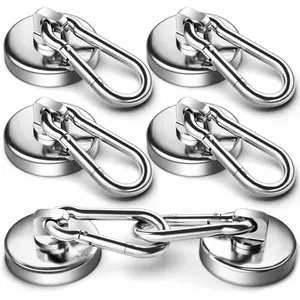 Magnetic Hooks Heavy Duty, 111Lbs Strong Magnetic Hooks with Swivel Carabiner for Cruise Cabins, Neodymium Magnet Hooks Heavy Duty, Magnetic Carabiner Hook for Garage, Workplace, Kitchen