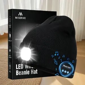 Bluetooth mini cap with light, three-in-one borderless cap, 6 leds, suitable for gifting, birthday and festival gifts, unisplendour, black and white light