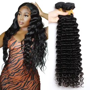 SIFULAN Deep Wave Bundles Human Hair 3 Bundles 12A  Virgin Deep Wave Bundles 100% Human Hair Deep Wave Bundles Deep  Wavy 3 Bundles Natural Black for Women