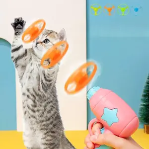 8Pcs Cat Fetch Toy Set Launcher Gun, Flying Disc Toy, Cat Track Toy for Cat Training Hunting Chasing Interactive Cat Toys for Bored Indoor, Cute Kitten Kitty Toys, Flying Propellers For Dog and Puppy Toy Pet Supplies, Cat Stuff Outdoorfun, Dog Stuff