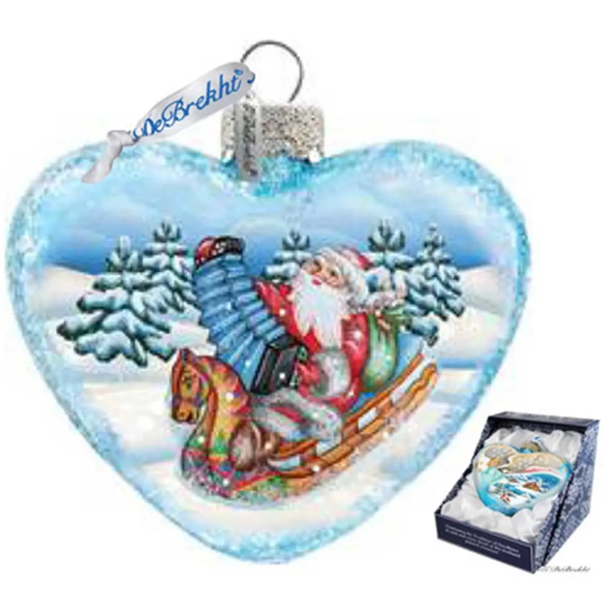 GDeBrekht 752-023 Love Heart Accordion Santa Glass Ornament