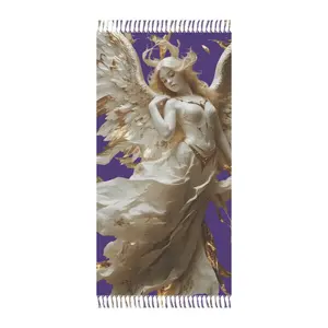 Angel Statue Illustration Beach Towel