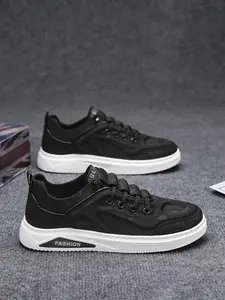 Men's Comfortable Lace-Up Fashion Sneakers, All-Season Casual Round Toe Shoes, Stylish Daily Wear Footwear for Men