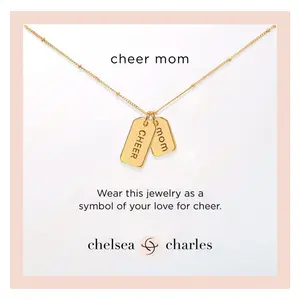 Cheer Mom Double Charm Gold Necklace