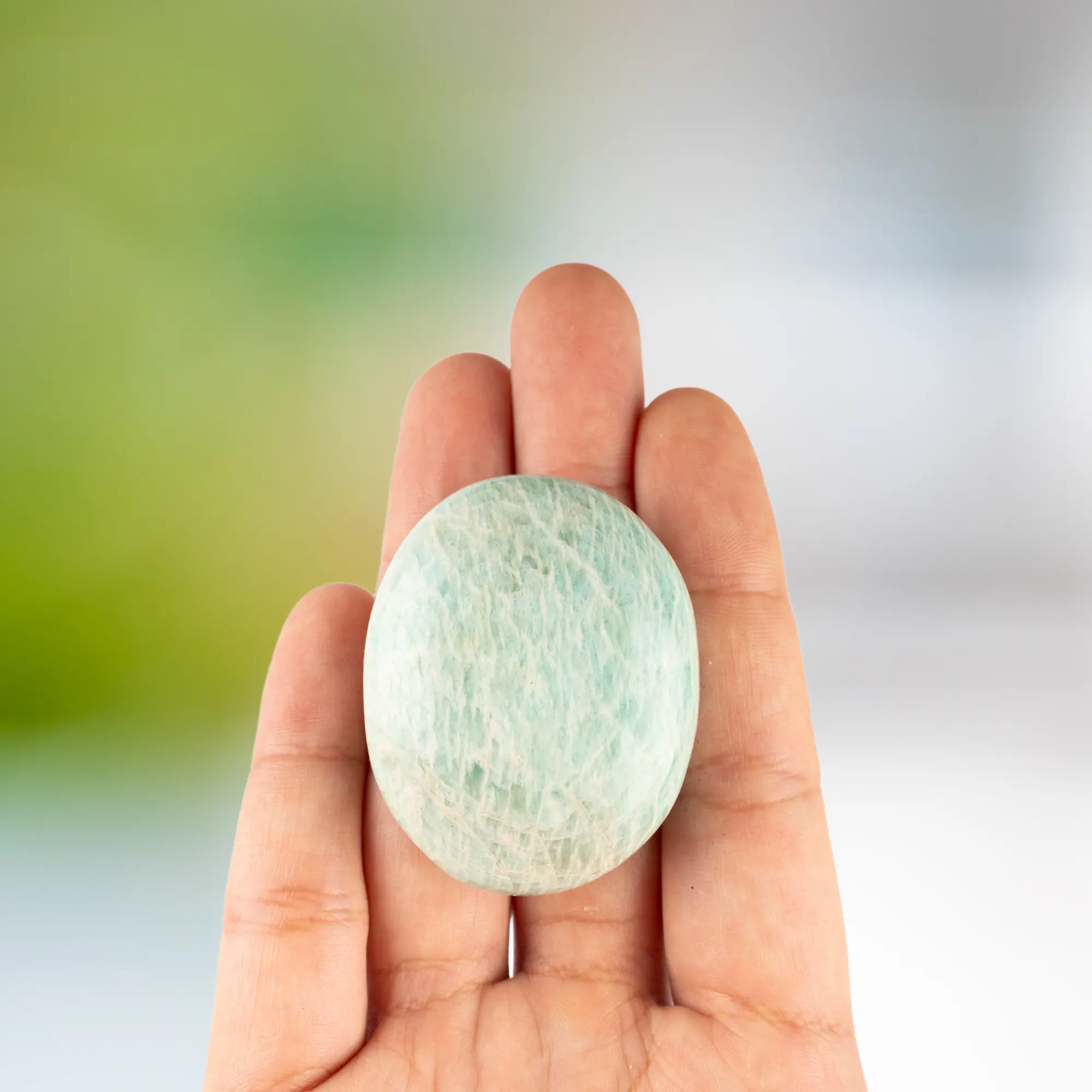 Amazonite Palm Stone, Polished Crystal Stone for Chakra Balancing, Meditation, Spiritual and Crystal Gift