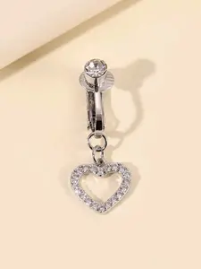 Heart Fake Belly Ring Night Club Navel Piercing Clip, Heart Design Chain, Copper Chain, Casual Style, All Seasons Wear, Women's Fashion Accessory, Body Piercing Jewelry