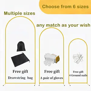 15-day Delivery Gold Metal Wedding Arch Backdrop Stand with Drawstring Bag & Gloves - Multiple Sizes for Birthday Party Decorations & Baby Showers - Banners Floral Gift Photo Flower - Easy Setup & Versatile Choice