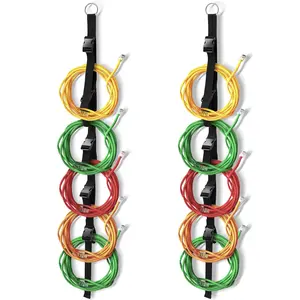 2 Pcs Extension Cord Organizers and Storage Garage Extension Cord Holder with 5 Slots Organizer Black Cord Organizer Straps for Vertical Space Cable Hose Rope String Lights