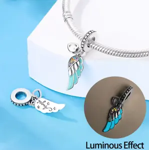 Glow‑in‑the‑Dark Angel Wing & Heart Charm