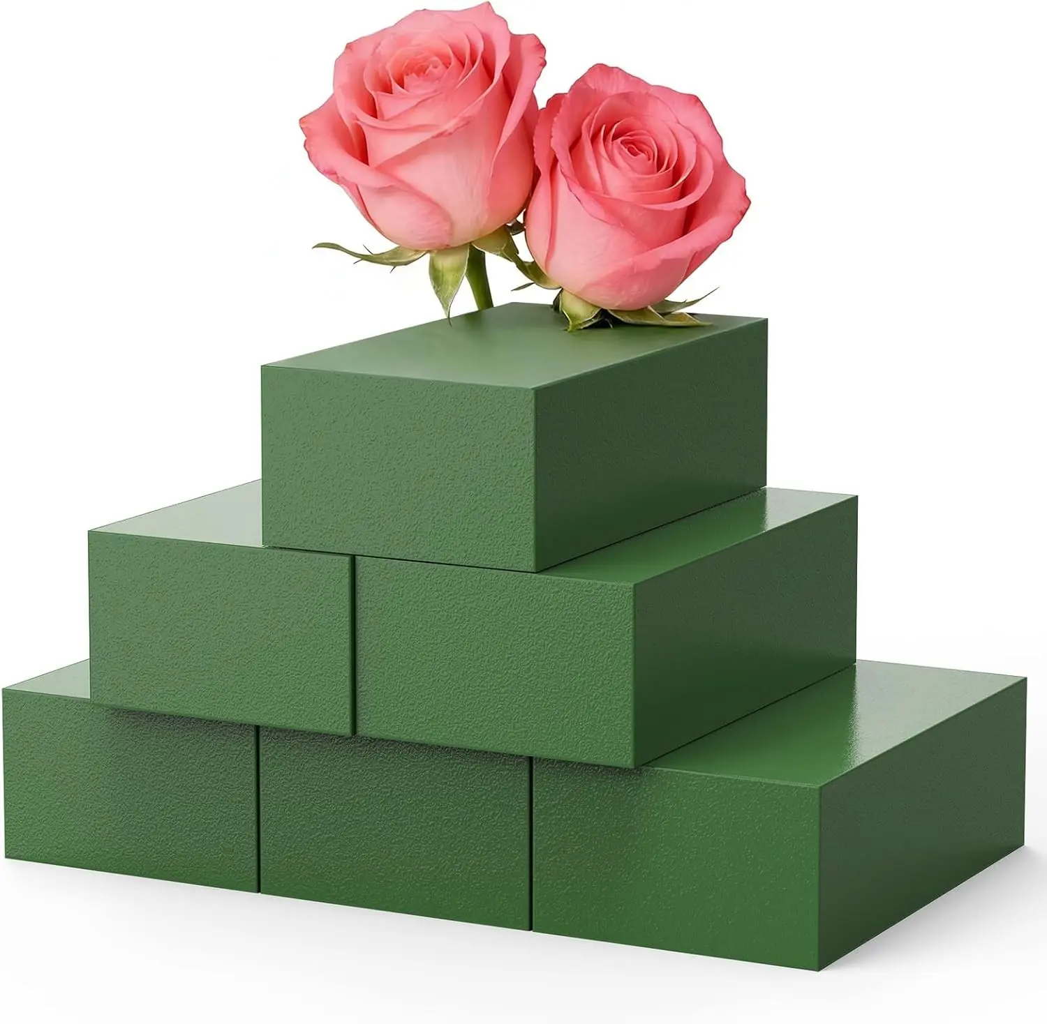New 6-Pack Floral Foam Blocks, Florist Green Wet & Dry Styrofoam for Flower Arrangements, Premium Plant Sponge Foam for Fresh & Artificial Flowers, For Planters (5.5"L X 3.1"W X 1.6"H)