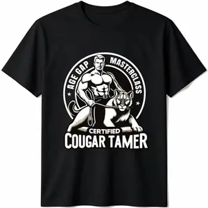 Funny Inappropriate Adult Humor Certified Cougar Tamer Gag T-Shirt, Trendy Shirt - Unisex Shirt Graphic Tees For Men And Women - Gifts For All