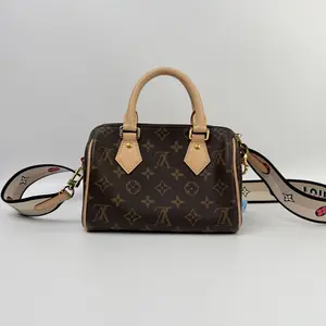 Pre-owned Louis Vuitton coated canvas handle bag LV Speedy 20 with Black adjustable shoulder straps 【BF 2U】
