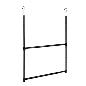 212 MAIN 2-Tier Portable Adjustable Metal Expandable Hangable Closet Hanger Rod - Black, Accessories, Racks