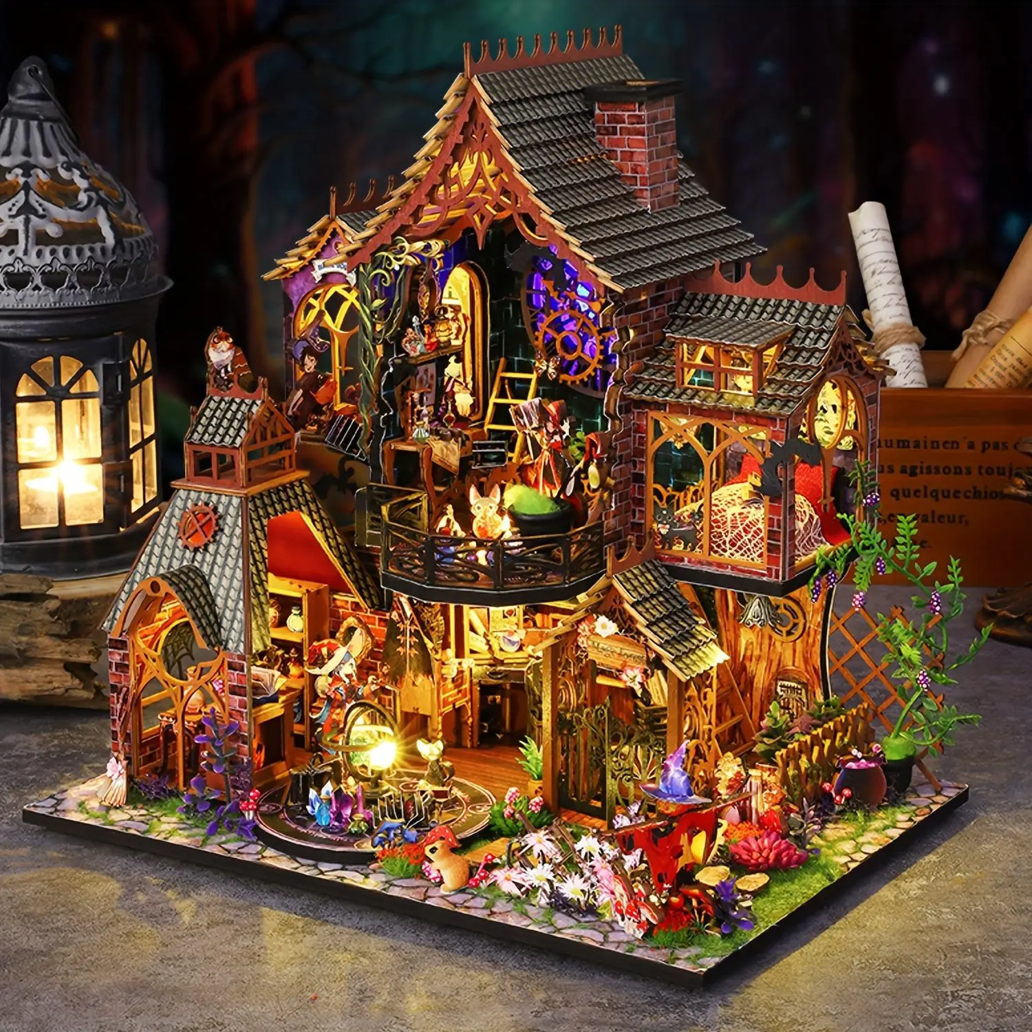 3D Wooden Puzzle, DIY Book Nook Kit, Magic Forest Elf House Model Kit, 3D Desktop Decoration Ornament, DIY Model Kit for Bookshelf Decoration