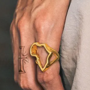 FindChic Map of Africa Ring Stainless Steel Thumb Ring Size 7-12 Jewelry Halloween Gift Box Unisex For Women Men Girlfriend Boyfriend