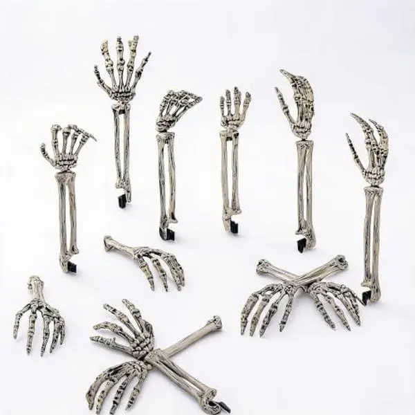 Garvee 6 Pairs Halloween Skeleton Hands Yard Decorations, Plastic Skeleton Arm Stakes, Weathered Bone Hand Ground Stakes for Halloween Outdoor Graveyard & Lawn Decor