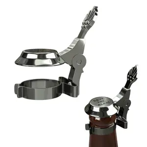 German Style Beer Stein Clip-On Lid for Bottles – Chrome Finish Metal Beer Bottle Cap Cover – Keeps Bugs & Debris Out – Novelty Party Accessory & Gift for Beer Lovers – Fits Most Standard Bottles