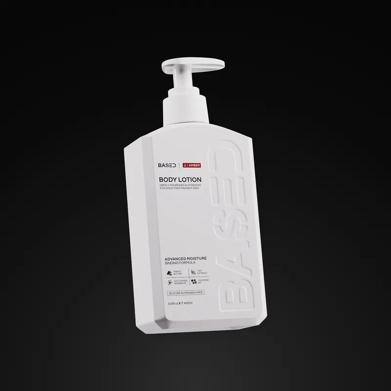 BASED Body Lotion | Amber Scent | Advanced Moisture Binding, Deeply Nourished, Visibly Radiant | Simple, Effective, BASED.