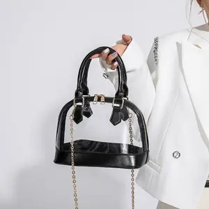 Clear PVC Shell Crossbody Bag for Women – Transparent Chain Shoulder Handbag, Trendy Mini Tote Purse