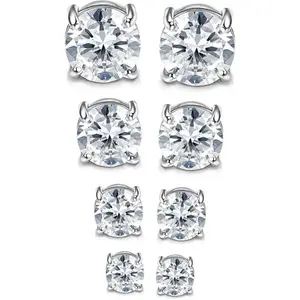 2 Pairs Stainless Steel Stylish Magnetic Stud Earrings for Men Women  Hypoallergenic Non-Piercing CZ 5-8MM Sizes