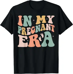 Cotton Short Sleeve Shirt In My Pregnant Era Funny Pregnancy Announcement Pregnant T-Shirt Summer Casual Menswear Graphic Tee, Fashion Gift, Adult Size Streetwear