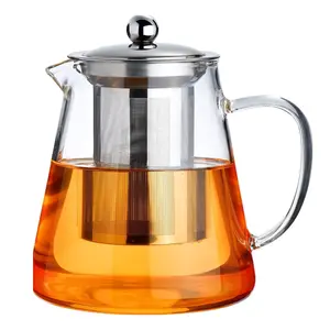 Glass Teapot 950ml (32oz) Stovetop Safe Borosilicate Tea Kettle with Removable Stainless Steel Infuser | Heat Resistant Clear Tea Maker for Loose Leaf & Herbal Tea