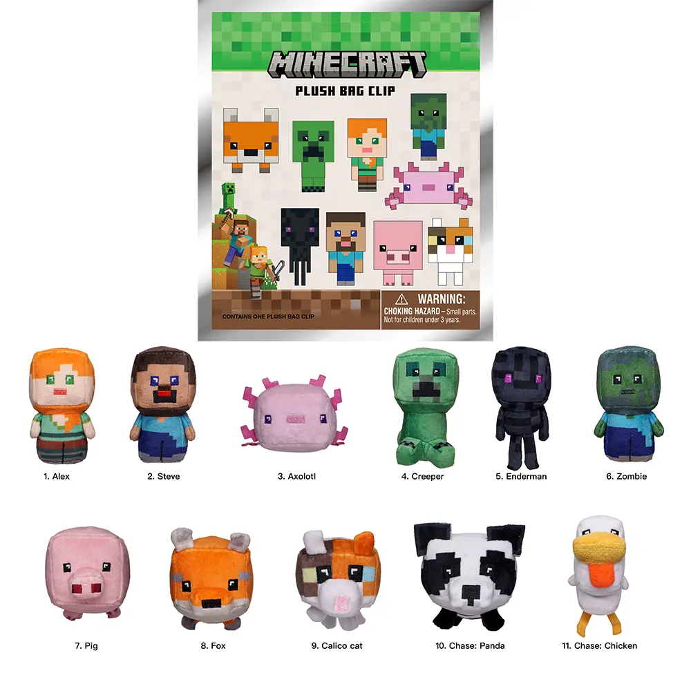 L-Minecraft Official Licensed Minecraft Classic Plush Bag Clip