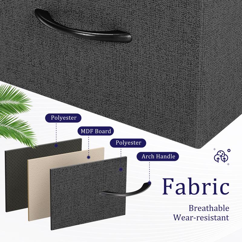 EDX 5 Drawer Dresser with Wide Chest of Drawers, Non-Woven Fabric, Steel Frame & Wood Top, Compact Design for Living Room, Bedroom, Hallway