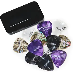 Guitar Picks | 12 Pack - Medium & Heavy - Variety Pack | Acoustic & Electric Guitar Picks, Celluloid Material