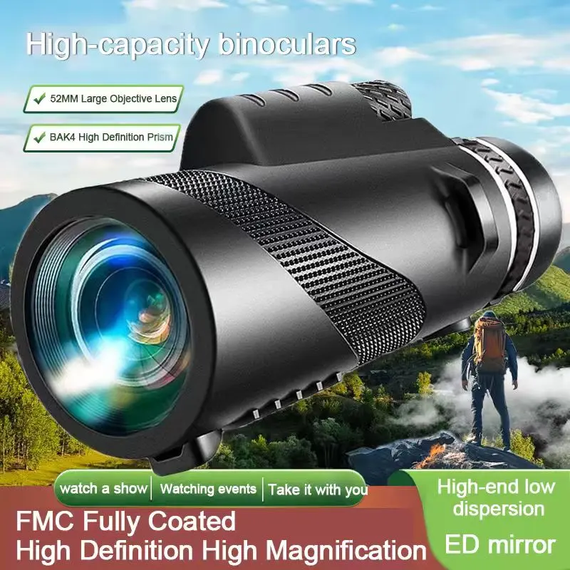 【Black Friday Deals】2025 Latest 80x100 Monocular Telescope for Cell Phone Photos Outdoor Compact Water-Resistant Cold Send Triangle Bracket Distant Views at Your Fingertips Zoom in with your phone to get a full view Compact Sturdy Powerful Telescope