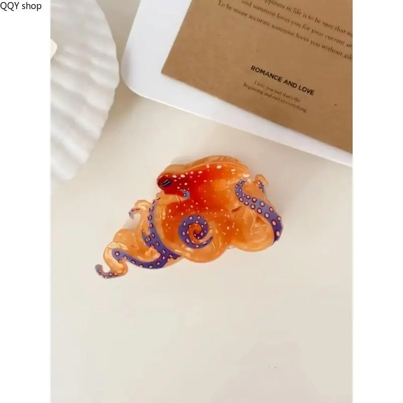 Octopus Hair Claw Clip, Cute Novelty Ocean Animal Hair Accessory, Strong Hold Stylish Hair Decor for Women and Girls, Ideal for Daily Wear, Beach Vacation, Party Events and Casual Aesthetic Hairstyle Styling
