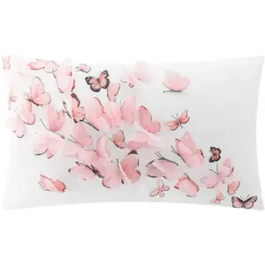 3D Decorative Throw Pillow Cover Soft Pillow Case Rectangle Cushion Cover for Summer Sofa Bedroom Couch Home Decor 12 x 20 Inches Pink
